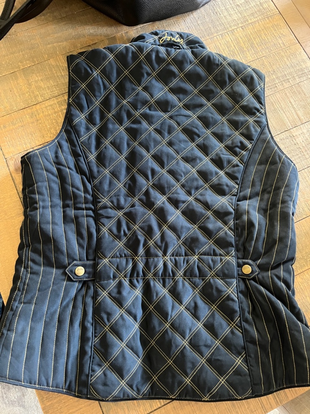 Joules Navy Quilted Vest with Plaid Lining - Picture 4 of 4